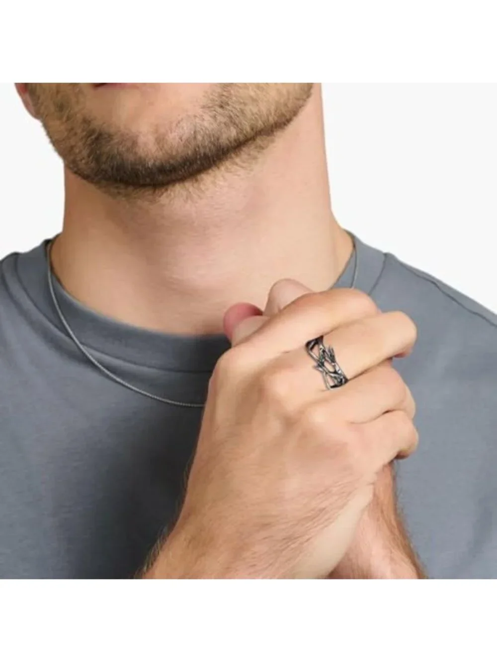 Men's Stainless Steel Jesus Crown of Thorns Pinky Ring - Faith-Inspired Jewelry